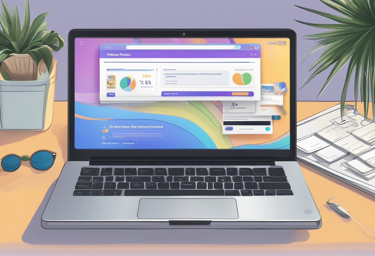A laptop displaying a website with "Dick Rating Services" on OnlyFans, surrounded by promotional materials and a payment method